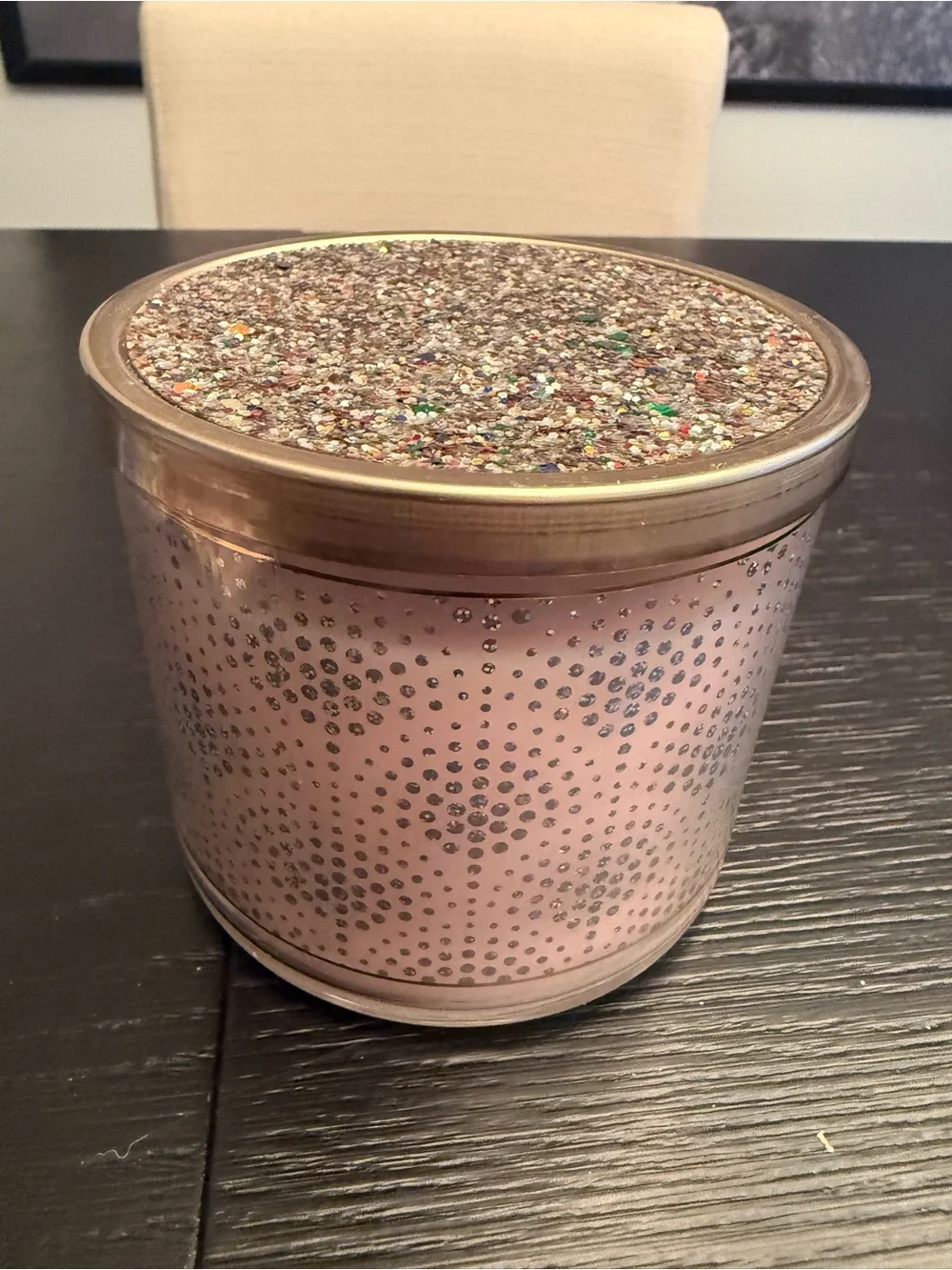 Bath & Body Works 3-Wick Candle Champagne Toast Glitter Lid Home Candle Unused